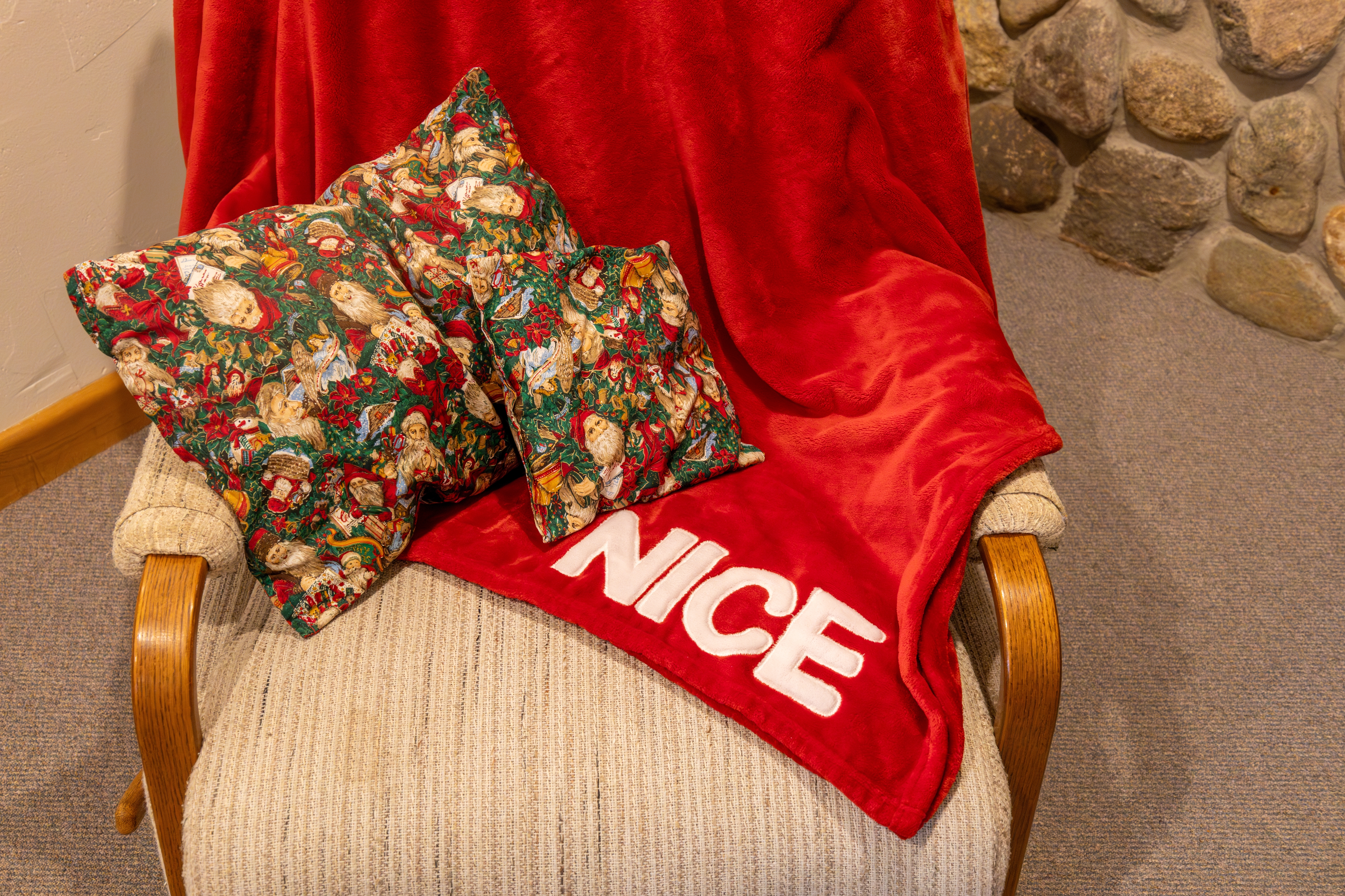 Christmas throw blanket; photo by Cynthia Shirk